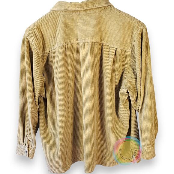LL Bean Corduroy Shacket Women's 2X Gold Cotton Jacket - Picture 2 of 12